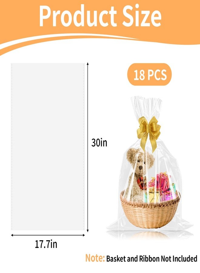 COIDEA 18 Pcs 18X30 Cellophane Bags for Gift Baskets Wrapping Plastic, Gift Basket Wrap, Large Clear Cellophane Wrap for Gifts, Weddings, Bridal Baby Showers (Ribbon Not Included) - Image 2